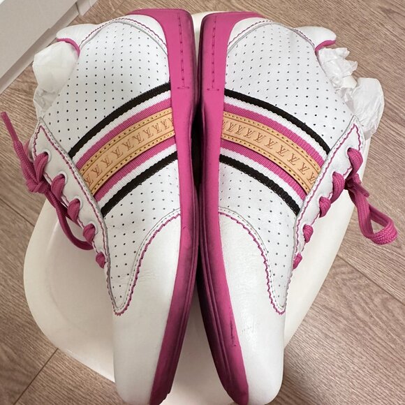 Authentic Louis Vuitton kids leather shoes sneakers white x pink - Picture 5 of 6